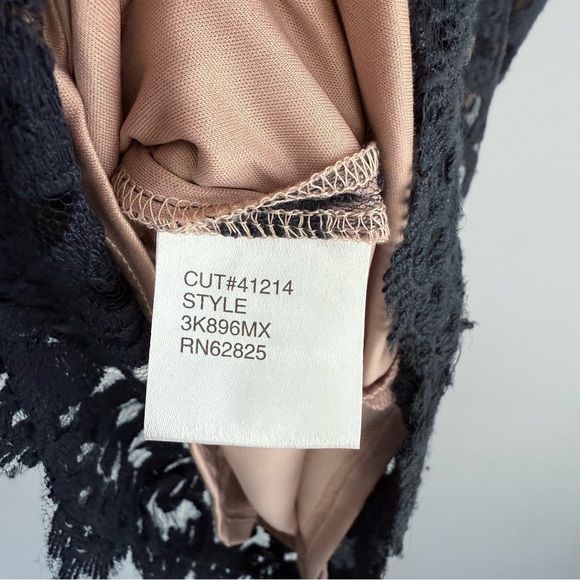 Tadashi Shoji Lace & Tulle Sheath Dress 6 Navy Nude Cocktail Party Wedding Guest - Picture 10 of 15